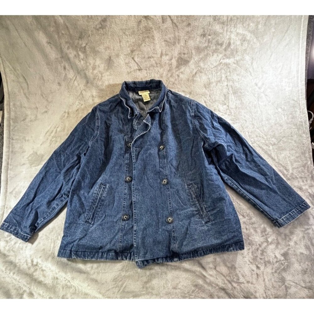 Appleseed jacket Women's 2X Blue Denim Jean Jacket button down w/ Inside Pocket